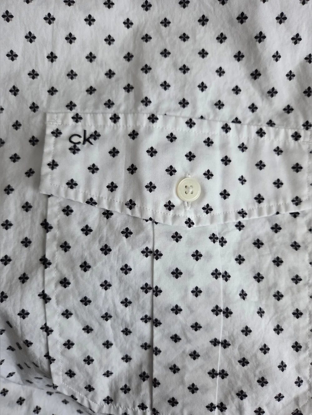 Calvin Klein Men's Short-Sleeve White Dot-Print Button Shirt Size XL - Picture 11 of 14